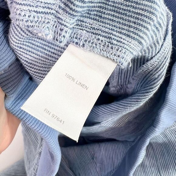 J.Jill Love Linen Pants Womens Small Blue Striped Cropped Wide Leg Elastic Waist - Picture 8 of 10